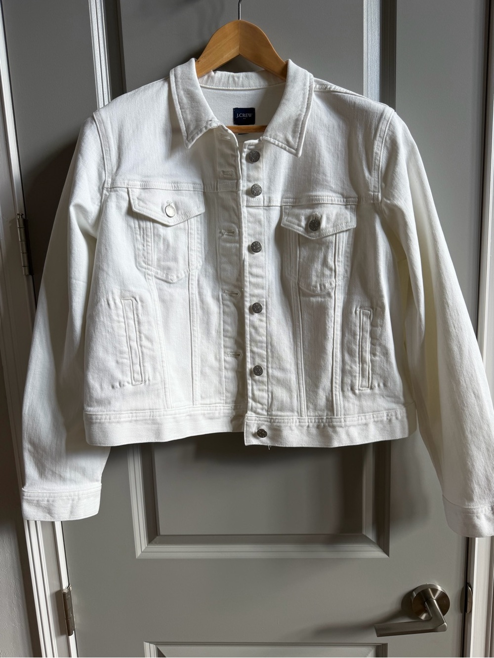 J. Crew Factory Women's White Denim Jacket